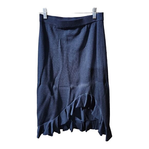 ST. JOHN COLLECTION Santana Knit Asymmetrical Ruffle Hem Skirt - Size 4 - Picture 1 of 6